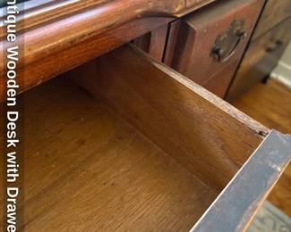 Antique Wooden Desk with Drawers