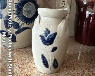 D.I. Chong Pottery Pitcher with Sunflower Motif