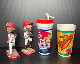 Washington National & Baltimore Orioles bobble heads & cups