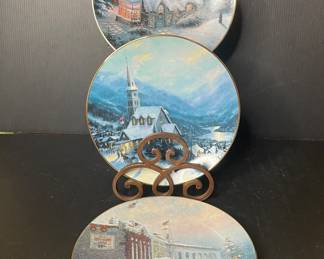 Knowles vtg Thomas Kinkade Yuletide Memories plates