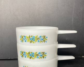 GlasBake milk glass soup bowls vtg