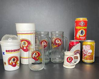 Washington Redskins vintage glasses & cans