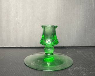 Vtg Heisey green depression glass candlestick