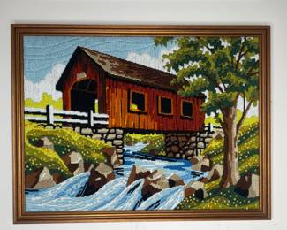 Vintage framed needlepoint