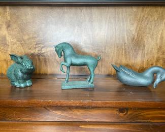 Franklin Mint Chinese Imperial Horse, Duck, Rabbit sculptures