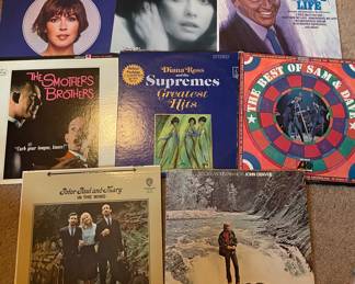 Vinyl vtg: John Denver, Peter Paul & Mary, The Supremes, The Best of Same & Dave, Frank Sinatra. Smothers Brothers, Helen Reddy
