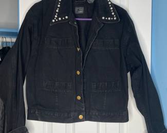 Pearl stud denim jacket vtg