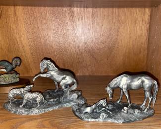 Vtg pewter sculptures by artist Don Polland, The Franklin Mint