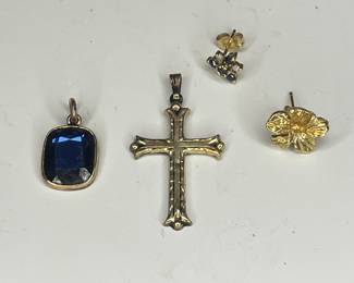 10k and 14k gold pendants and earrings 