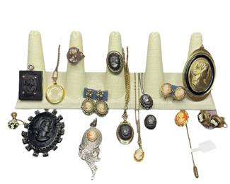 Cameo jewelry includes rings, pendants, brooches, earrings vintage 