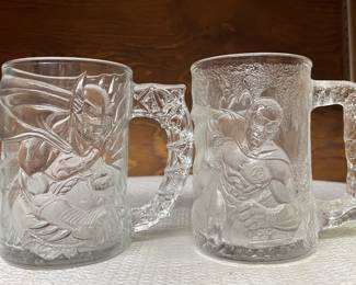 Vtg 1995 McDonald's Batman Forever collectible glass mugs
