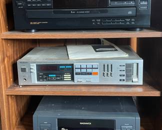 Sony 5 disc CD player, Technics Receiver, Magnavox VHS player vtg