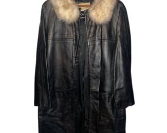 Highlander Holmes New Orleans vintage leather fur trim jacket