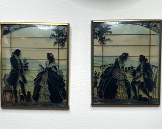 Victorian shadow glass wall hangings