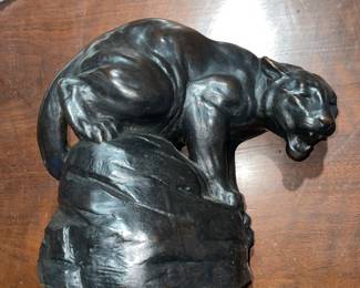 Vintage Joseph L. Boulton  signed Cougar Bronze Cast Statue 