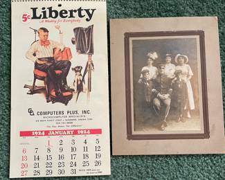 Antique portrait & calendar 
