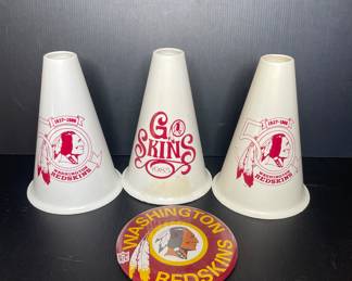 Washington Redskins vintage megaphones & button