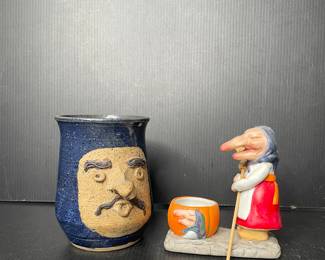 Stoneware face mug & Babushka kitchen witch