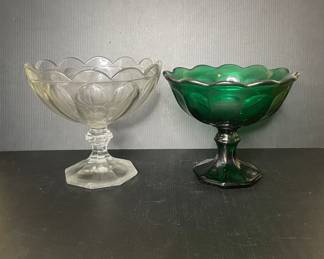 Vintage footed glass compote dishes