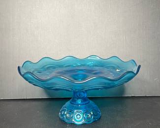 L.E. Smith Moon and Stars glass cake stand
