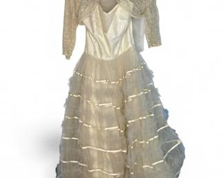 Vintage satin & tulle formal dress with bolero