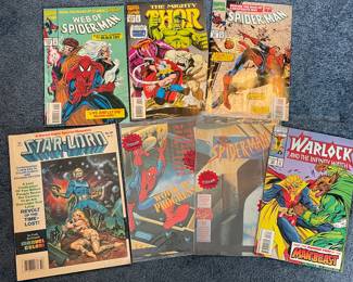 Comics: Spider-Man, Thor, Star-Lord, Warlock 