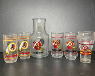 Washington Redskins vintage pitcher & glassware