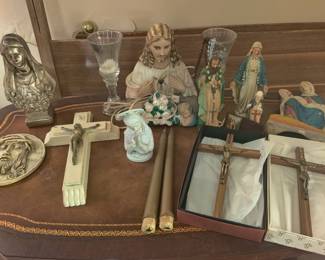 religious statues, crucifix , last rights cross