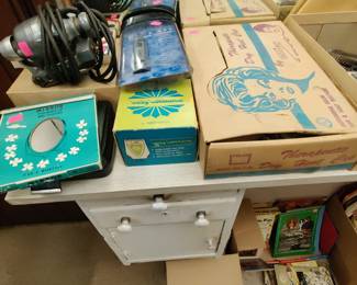 vintage hair dryer and barber massager