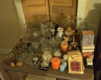 candles, glass candle holders,