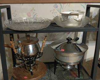 fondue set and warming pot with stand