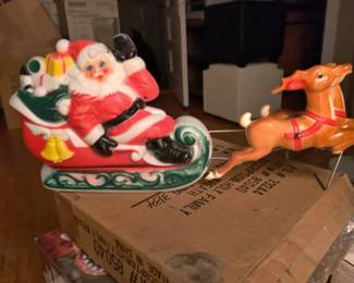 1960s Santa and reindeer Blow mold
