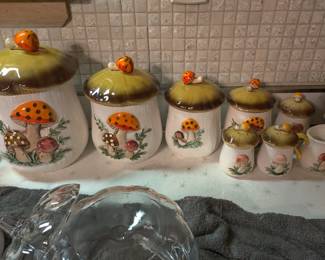 1970s Sears Merry Mushroom canister set