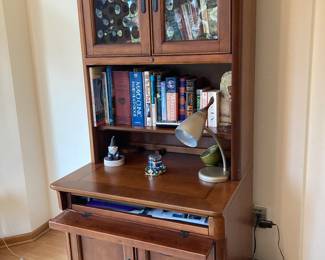 Computer work desk and display cabinet