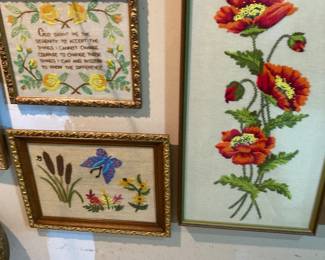 Vintage embroidery and crewel artwork
