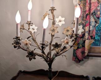 Pair of Antique Flower Lamps (possibly Italian?)