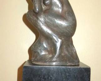 Vintage Mid Century Modern Austin Productions Brigitte Bardot Kneeling Nude Sculpture, Repaired Hat