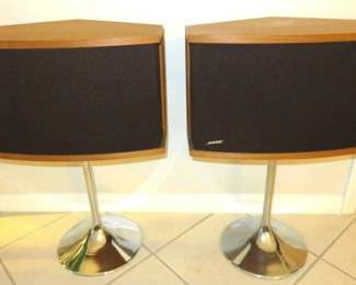 Vintage Pair  Bose 901 Series Chrome Pedestal Speakers
