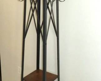 Vintage Metal Coat Rack with two storage shelves
