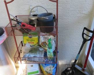 Vintage Red multi-tiered wire shelving stand/Garden Supplies