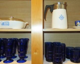 Vintage Cobalt Glassware, CorningWare Stovetop Coffee Percolator