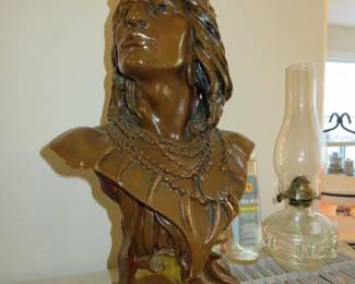 Vintage Hiawatha Chalkware Bust Statue