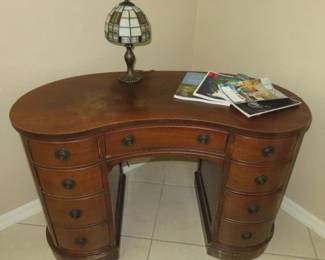 Antique Mahogany Kidney-Shaped Desk