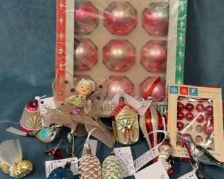 Vintage Woolworth Pink Glass Balls And Other Vintage Ornaments
