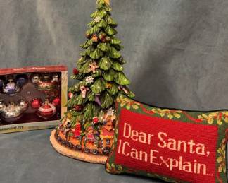 Ceramic Christmas Tree And Disney Ornament Set