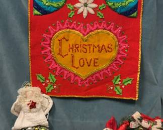 Vtg Christmas Love Wall HangingLenox Coffee Mugs And More