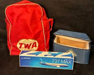 Vintage TSA Travel Bag And Boeing 737 Max Model