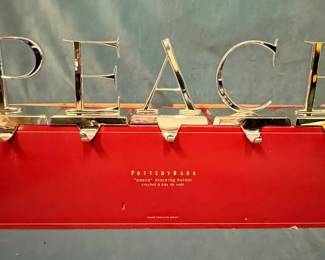 Pottery Barn Christmas Stocking Holders Peace Stockings