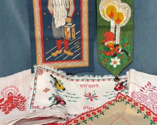 Vintage Swedish Jute Wall Hangings and other Linens