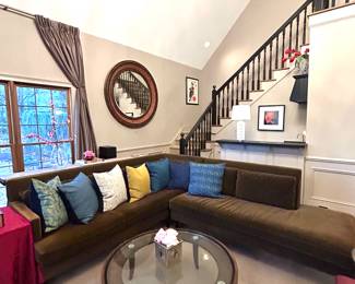 Brown Velvet Crate & Barrel Sectional Sofas and other great room decor and furniture 